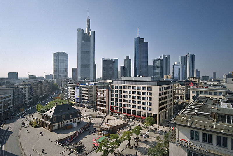 The financial district back and hauptwache front