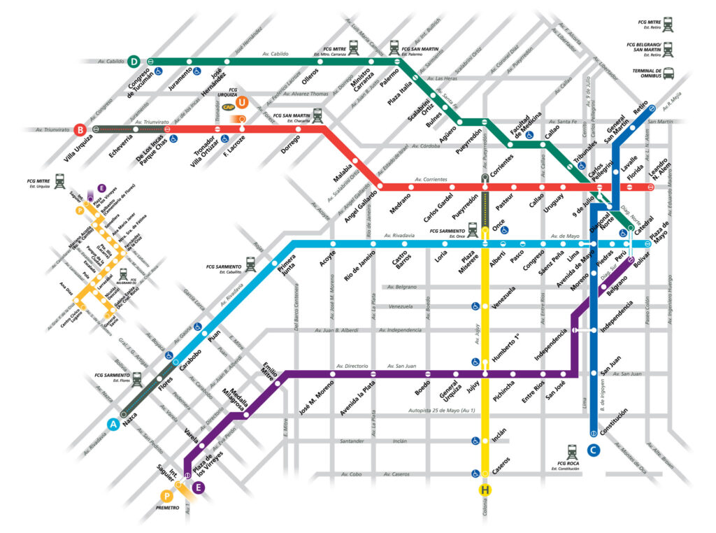 Plano de los conocidos subtes