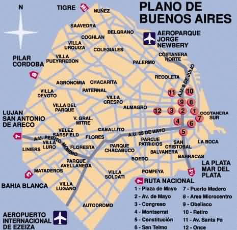 Diferentes barrios o distritos.