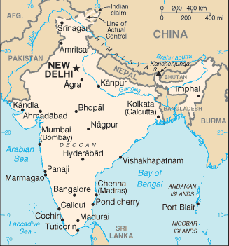 Calcuta en el conjunto de la India