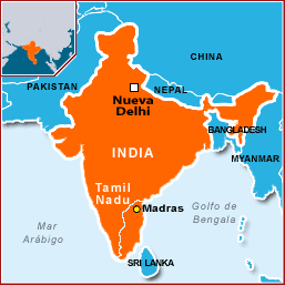 Localizacion geografica de Chennai Madras