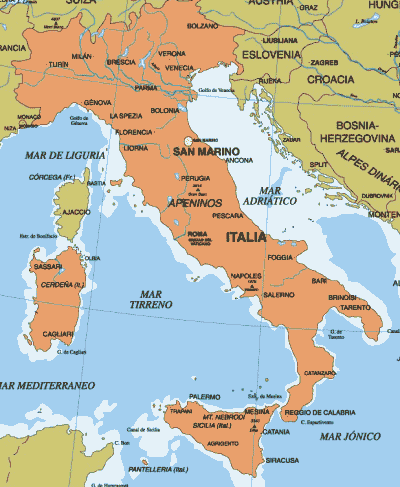 Locacion de Roma en le map de Italia