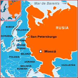 Locacion de Moskva en le mape de Rusia