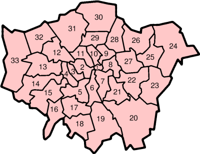 Distribution de le districts de le citie